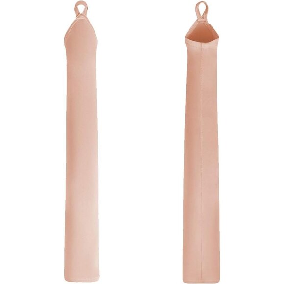 Women's Nude Finger Loop Fingerless Elbow Length Long Satin Gloves Cosplay - Picture 3 of 4